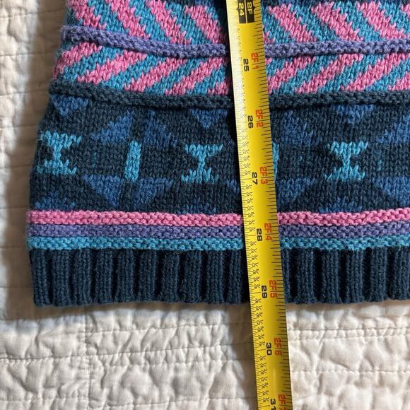 Vintage SSP Turtleneck Sweater L Ramie Cotton 80s 90s Teal Pink Purple RN 67992 - Picture 4 of 9